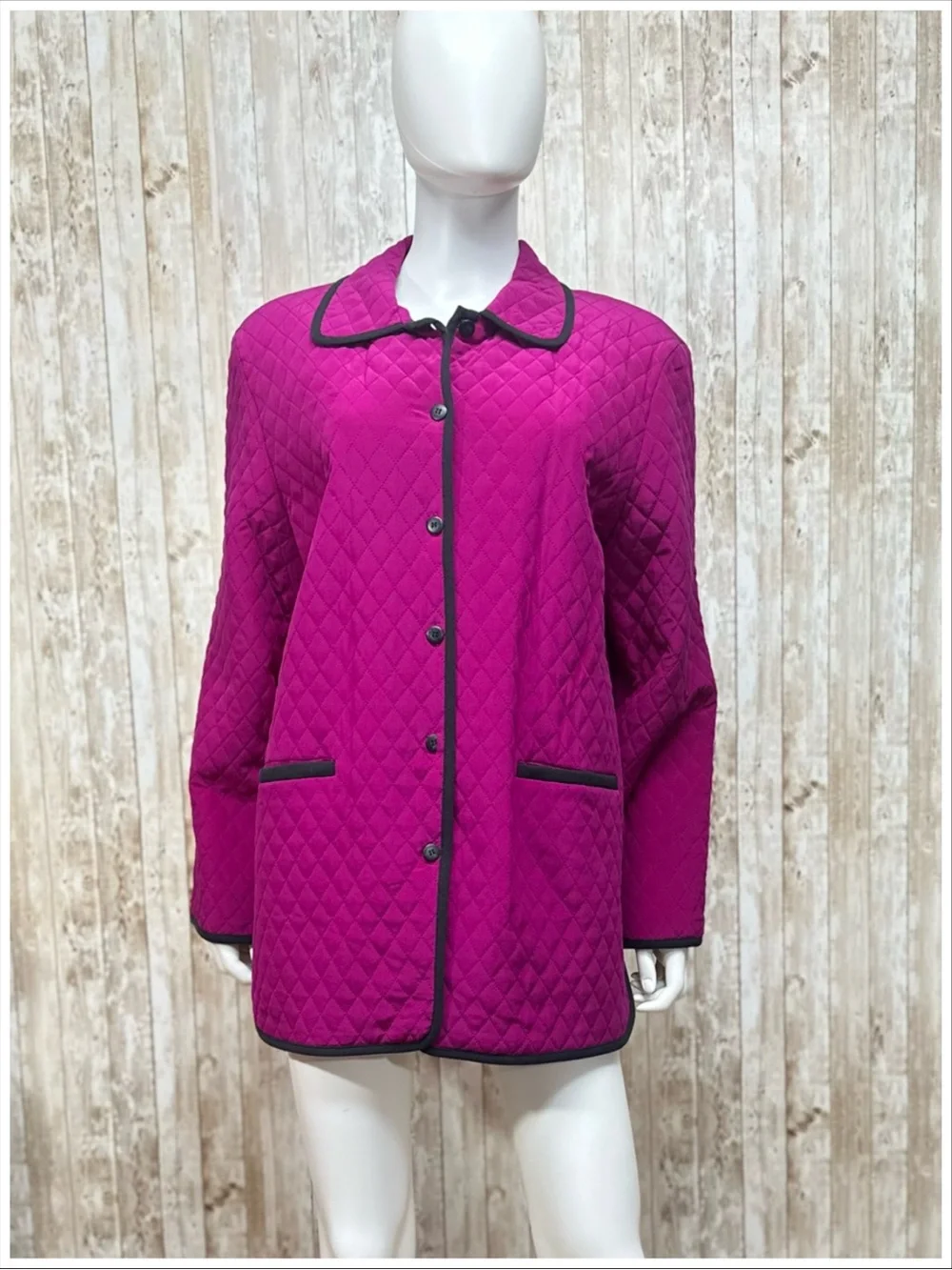 Vintage Diane von Furstenberg Silk Assets Fuchsia Quilted Jacket ~ Size M ~ CL1